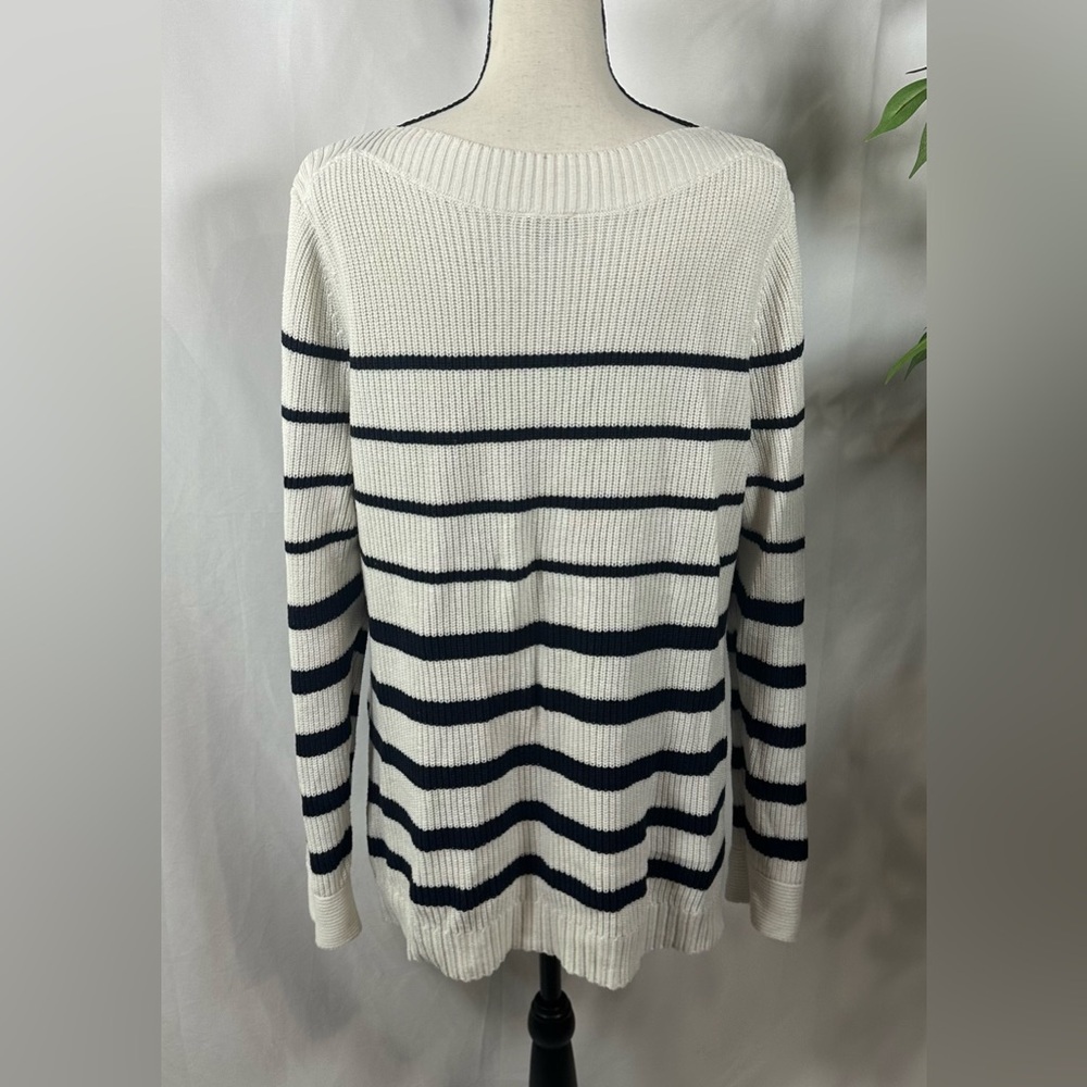Talbots Cream Ribbed Sweatshirt - Picture 5 of 12